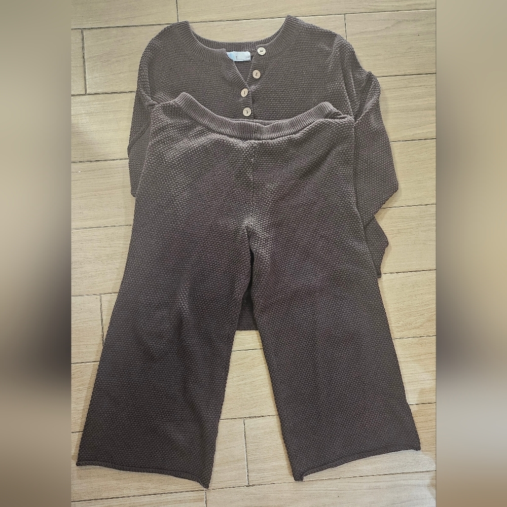 Free People Beach Cozy Brown Knit Lounge Set - Picture 2 of 4